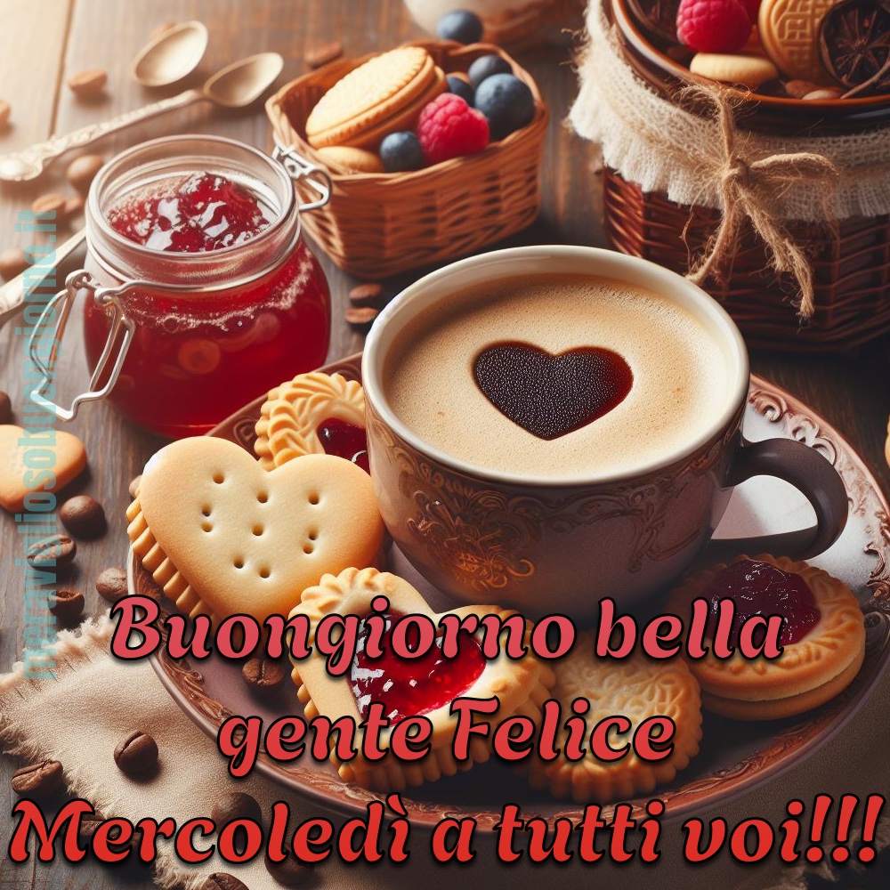 Una colazione ed un cuoricino per augurare un felice Mercoledì a tutti voi amici!